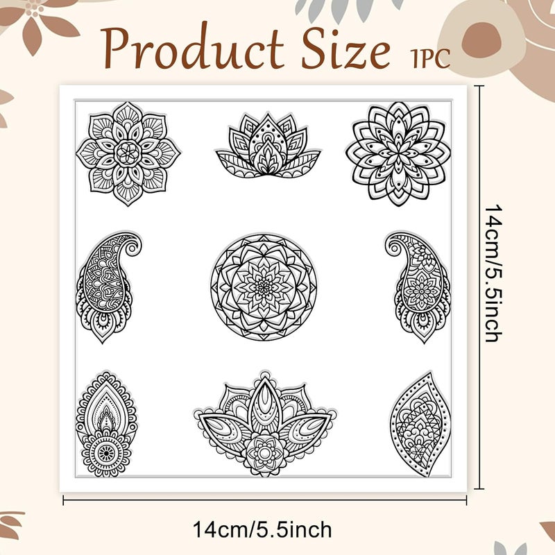 CHGCRAFT Mandala Polymer Clay Texture Sheets Single Mandala Floral Paisley Pattern Silicone Texture Stamp Clay Texture Mat Modeling Pattern Pad Sheets for Jewelry and Earrings Tools, 5.5x5.5 inch - Image 2